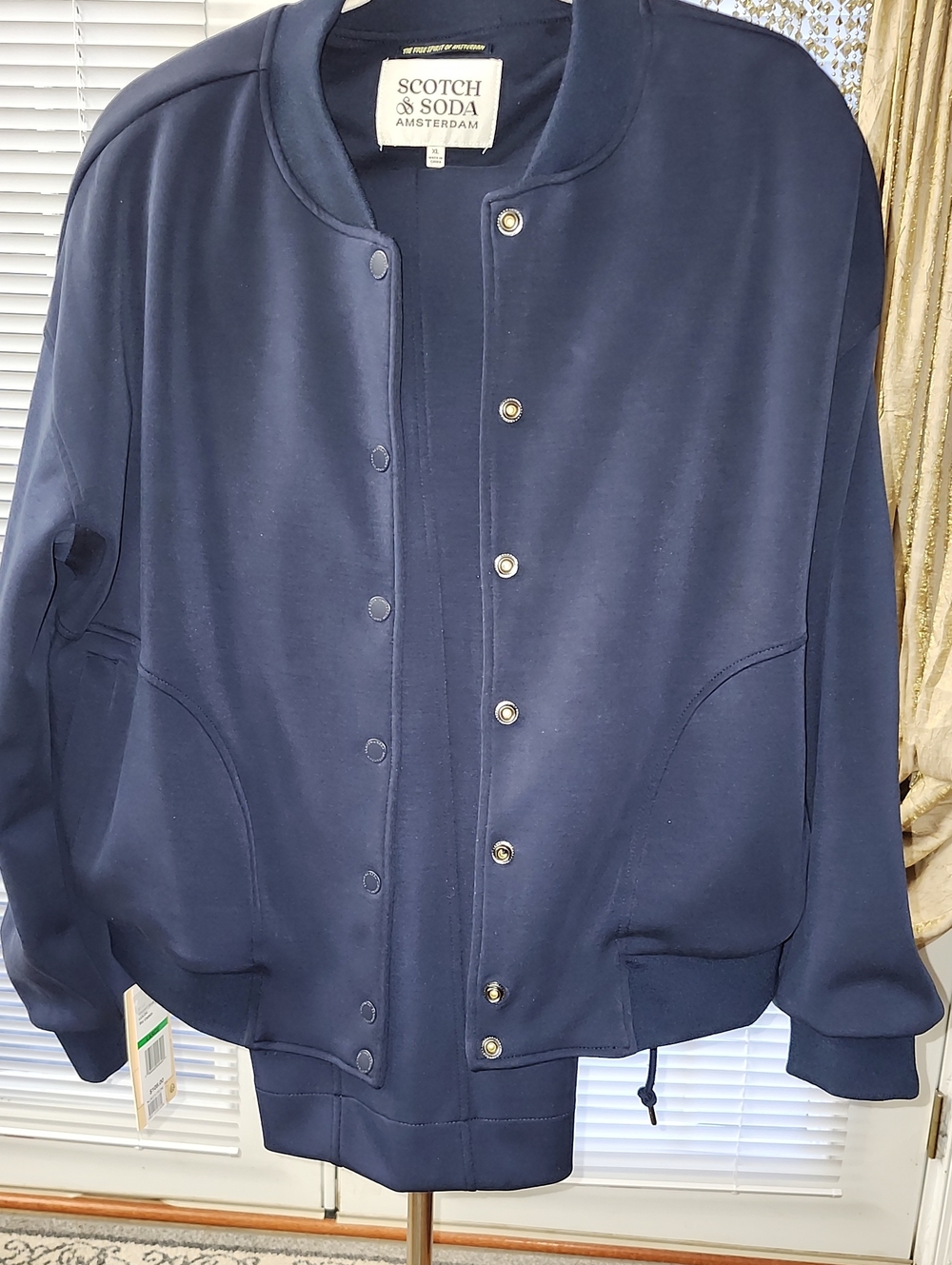 Scotch & Soda Navy Snap-Front Bomber Jacket